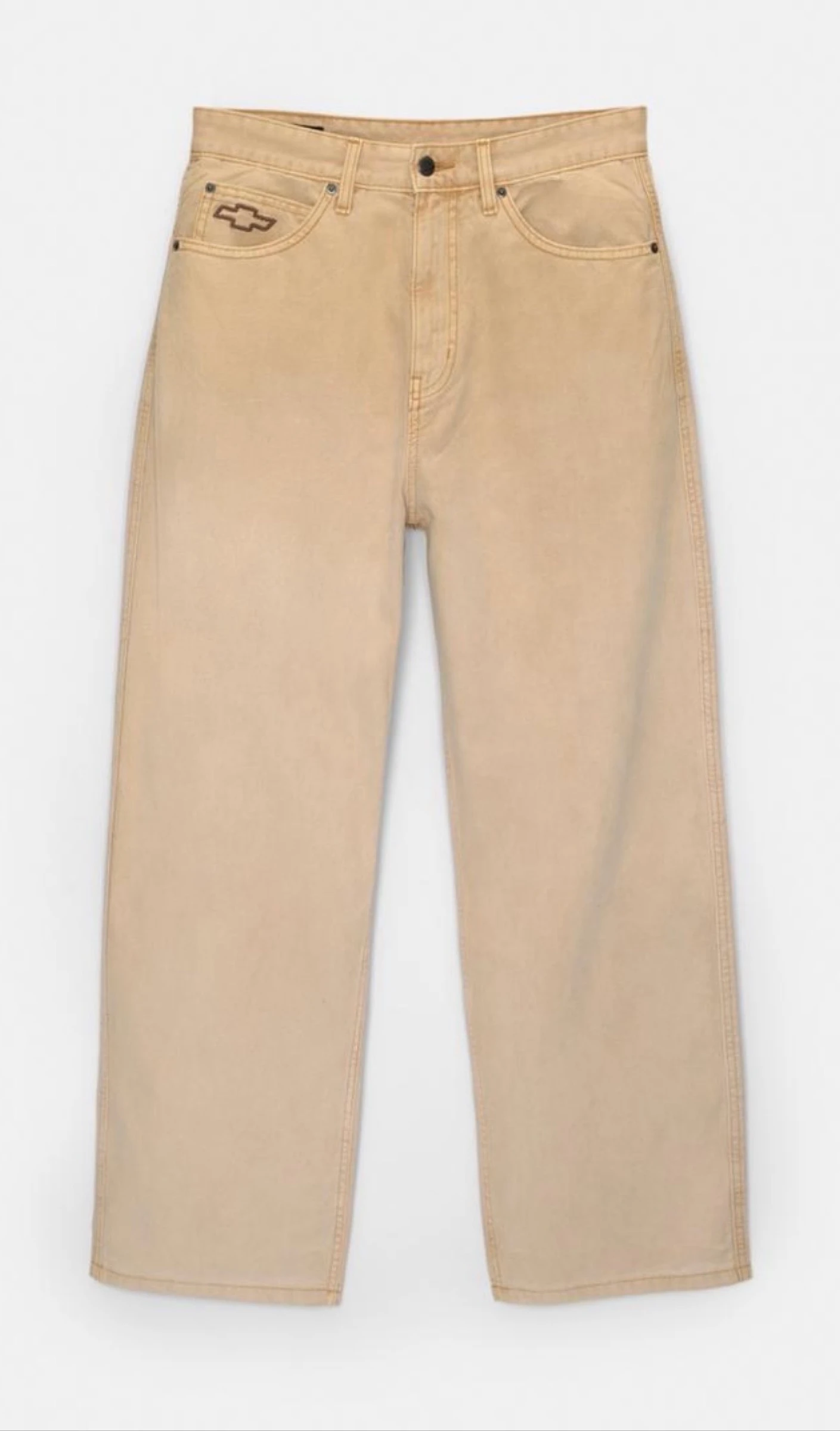 Beige broek met chevrolet borduurwerk – photo 4